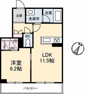 セルディーナ早島駅前(1LDK/2階)の間取り写真