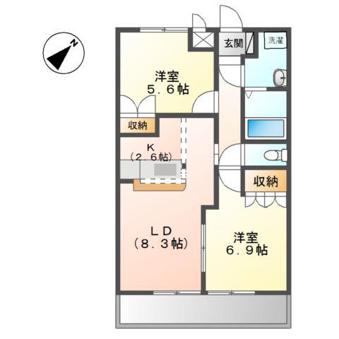 プランドール(2LDK/2階)の間取り写真