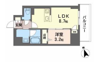 サザンクレストなんば南(1LDK/13階)の間取り写真