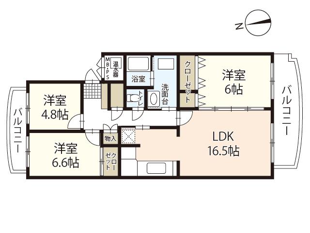 庚午コート(3LDK/1階)の間取り写真