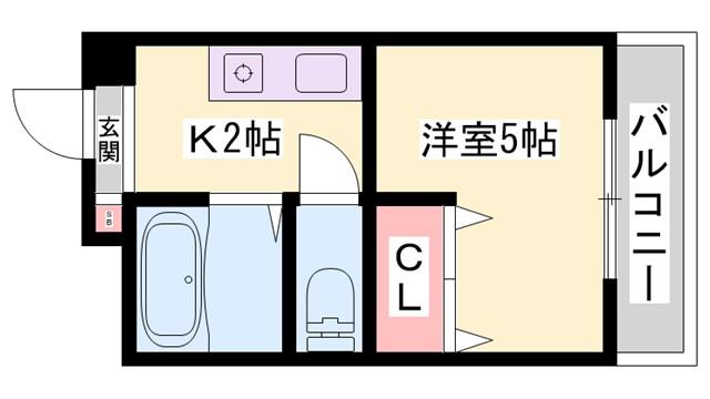 マルシェ書写(1K/1階)の間取り写真