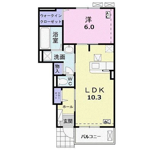 KMMファームI(1LDK/1階)の間取り写真