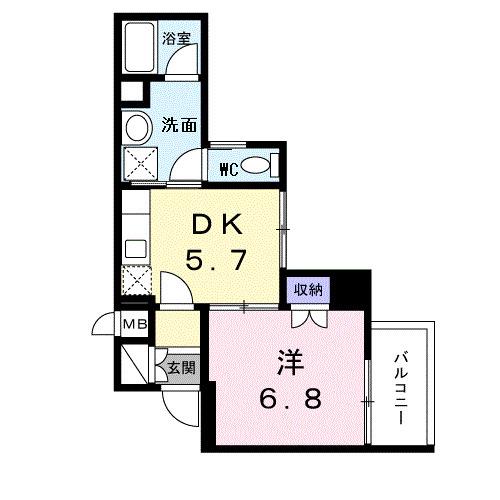 ペガソ21(1DK/4階)の間取り写真