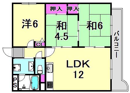 ツインパレス武庫(3LDK/3階)の間取り写真