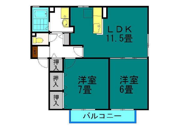 スプリングファーム(2LDK/1階)の間取り写真