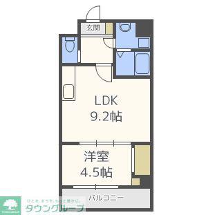テングッド藤崎(1LDK/3階)の間取り写真