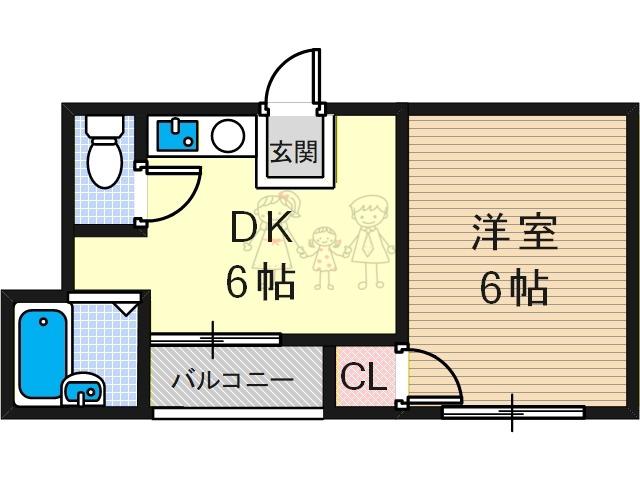 エルハイツ(1DK/4階)の間取り写真
