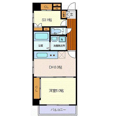 カスタリア一番町イースト(1DK/7階)の間取り写真