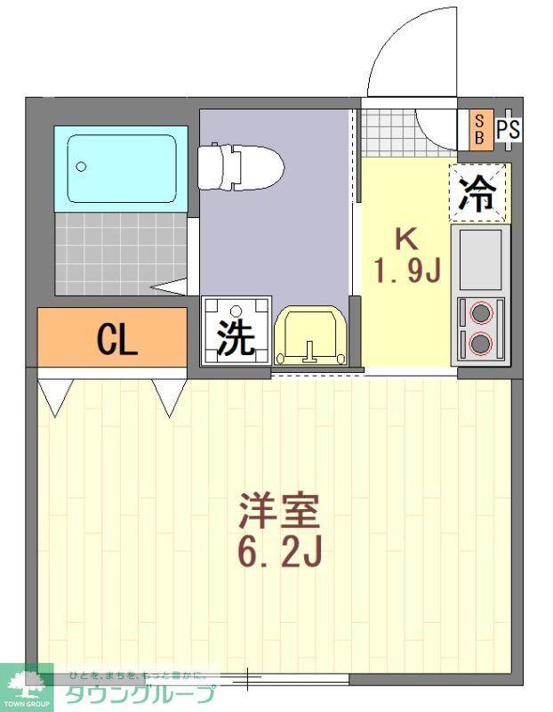 マウ溝の口(1K/1階)の間取り写真
