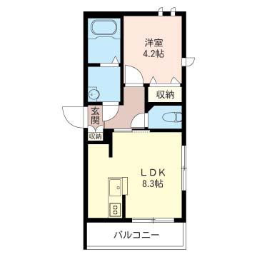 アマ・デトワール(1LDK/1階)の間取り写真