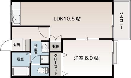 ヴェルデハイム(1LDK/2階)の間取り写真