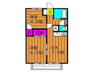 アメニティハイツ II(2DK/1階)の間取り写真