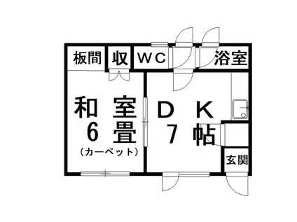第2新川アパート(1DK/1階)の間取り写真
