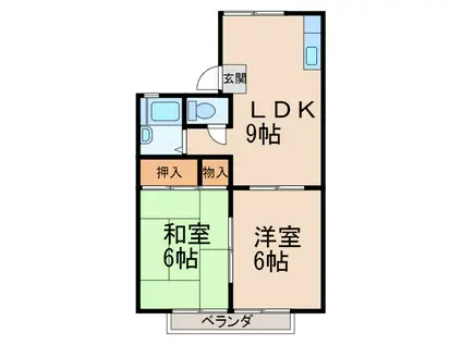 ニューハイツニシオカ(2LDK/2階)の間取り写真