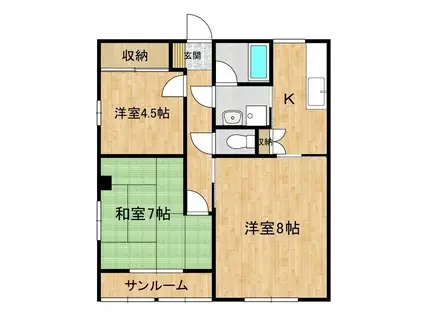 グリーンガーデンビル(3K/2階)の間取り写真