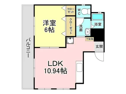 メゾン本田(1LDK/2階)の間取り写真