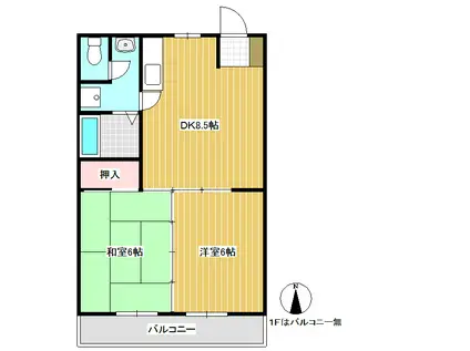 メゾン野沢(2DK/2階)の間取り写真
