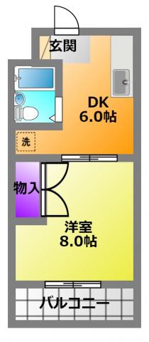 グッドフェローズ(1DK/4階)の間取り写真