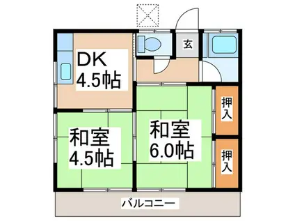 コーポ加藤(2DK/1階)の間取り写真