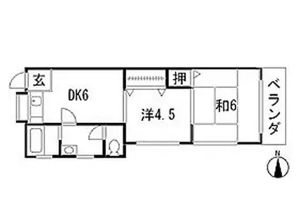 インサイドビレッジシマ(2DK/1階)の間取り写真
