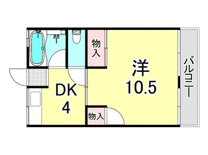 武庫之荘マンション(1DK/3階)の間取り写真