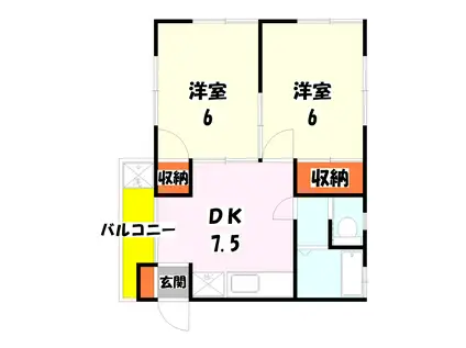 第一コーポ田口(2DK/2階)の間取り写真