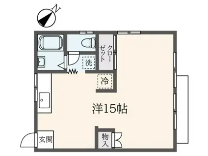 ハイツフジI(ワンルーム/2階)の間取り写真