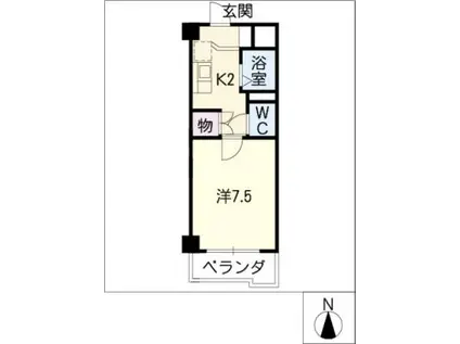 ウィステリア辰巳(1K/4階)の間取り写真
