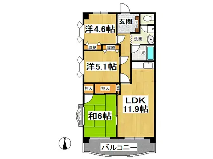 ガーデンパレスI(3LDK/3階)の間取り写真