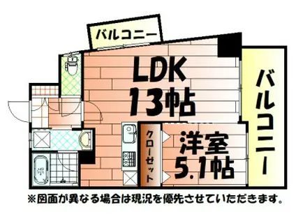 THE SQUARE SUITE RESIDENCE ザ スクエア(1LDK/3階)の間取り写真