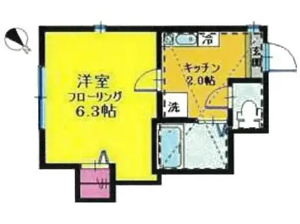 ラプラージュ横浜(1K/1階)の間取り写真