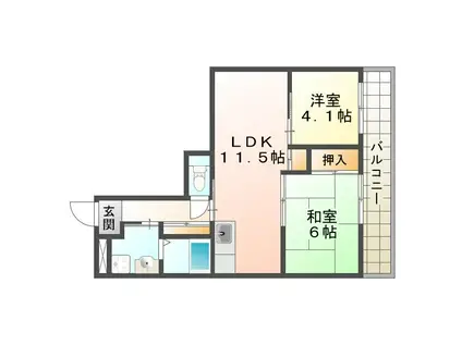 サムティ南多聞台(2LDK/4階)の間取り写真