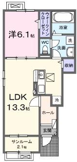 グランディール(1LDK/1階)の間取り写真