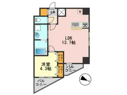 S-RESIDENCE瑞江(1LDK/3階)の間取り写真