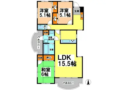 リュミエール久我山(3LDK/3階)の間取り写真
