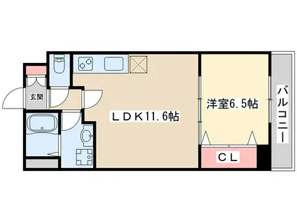 リバレイン江坂(1LDK/8階)の間取り写真