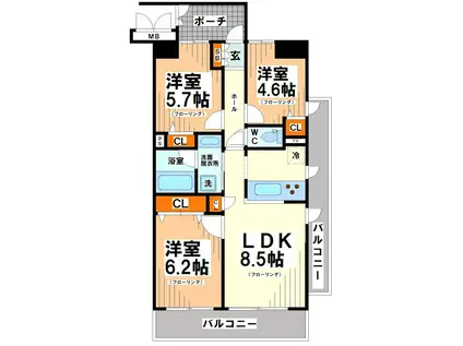 プレジール笹塚(3LDK/8階)の間取り写真
