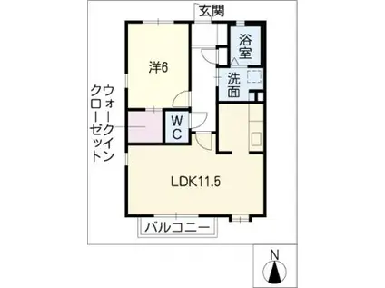 ウエストタウン早稲田(1LDK/2階)の間取り写真