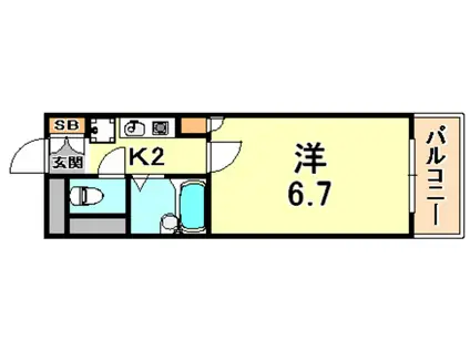 パルミナード弓木(1K/3階)の間取り写真