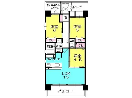 ワコーレ西宮ザ・フィールズ(3LDK/6階)の間取り写真