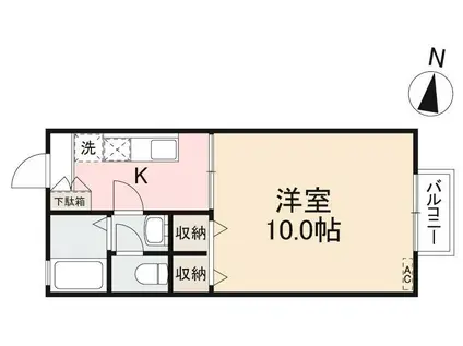 シャトーヒルズI(1K/2階)の間取り写真