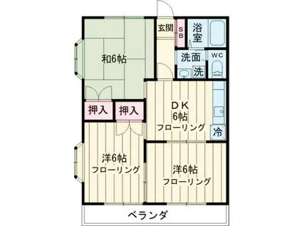 ハイツ神山3号棟(3DK/2階)の間取り写真