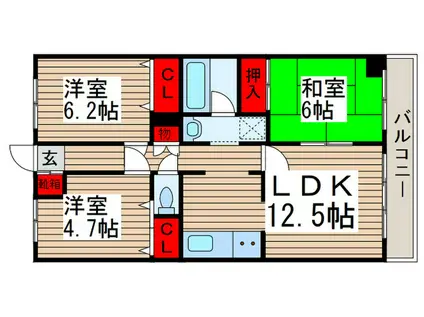 木崎台マンション(3LDK/5階)の間取り写真