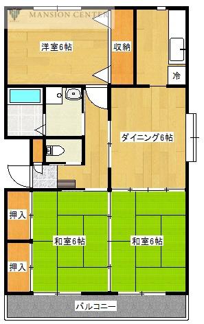 ファミーユ小金A(3DK/4階)の間取り写真
