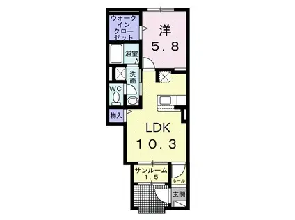 ピノール(1LDK/1階)の間取り写真
