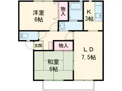 サンプレイスジョウナンA棟(2LDK/2階)の間取り写真