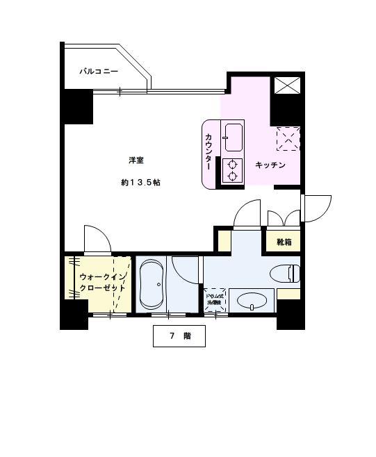 ヒルトップ壱岐坂(ワンルーム/3階)の間取り写真