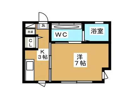 シャーメゾン渡辺(1K/1階)の間取り写真