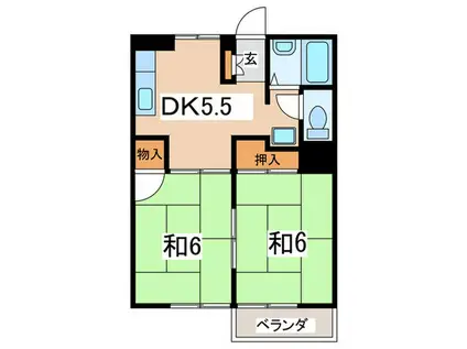 ラフィア湘南(2DK/3階)の間取り写真