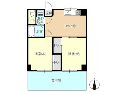 ルミエール西条(2DK/1階)の間取り写真